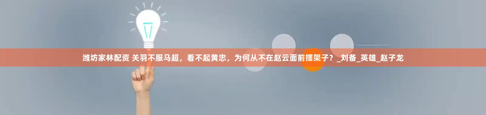 潍坊家林配资 关羽不服马超，看不起黄忠，为何从不在赵云面前摆架子？_刘备_英雄_赵子龙